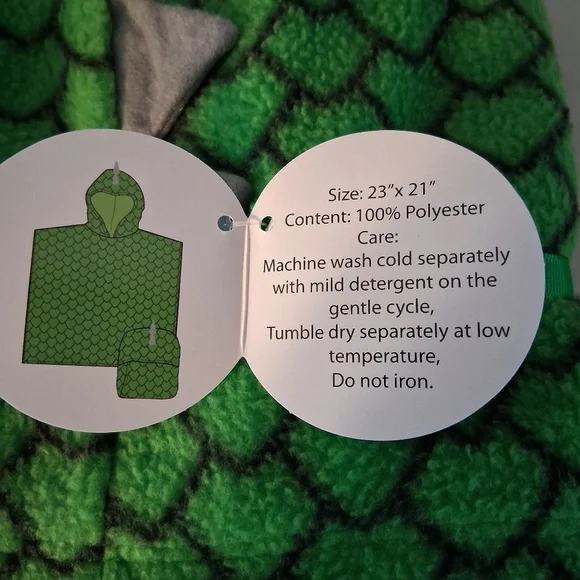 Green Dinosaur Hooded Blanket/poncho/towel - Picture 2 of 5